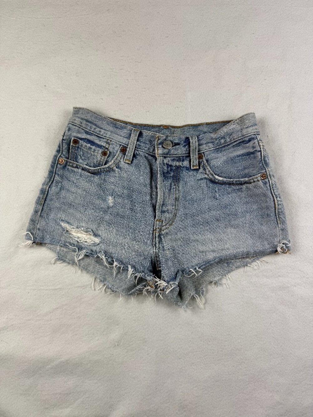 Levi Premium 501 Light Distressed Cut-Off Shorts Size 24